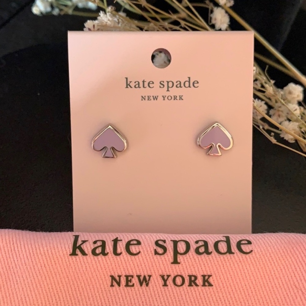 🤩LILAC🤩 ♠️ kate spade ♠️ Signature Logo Cut Out Earrings, New - Picture 3 of 5